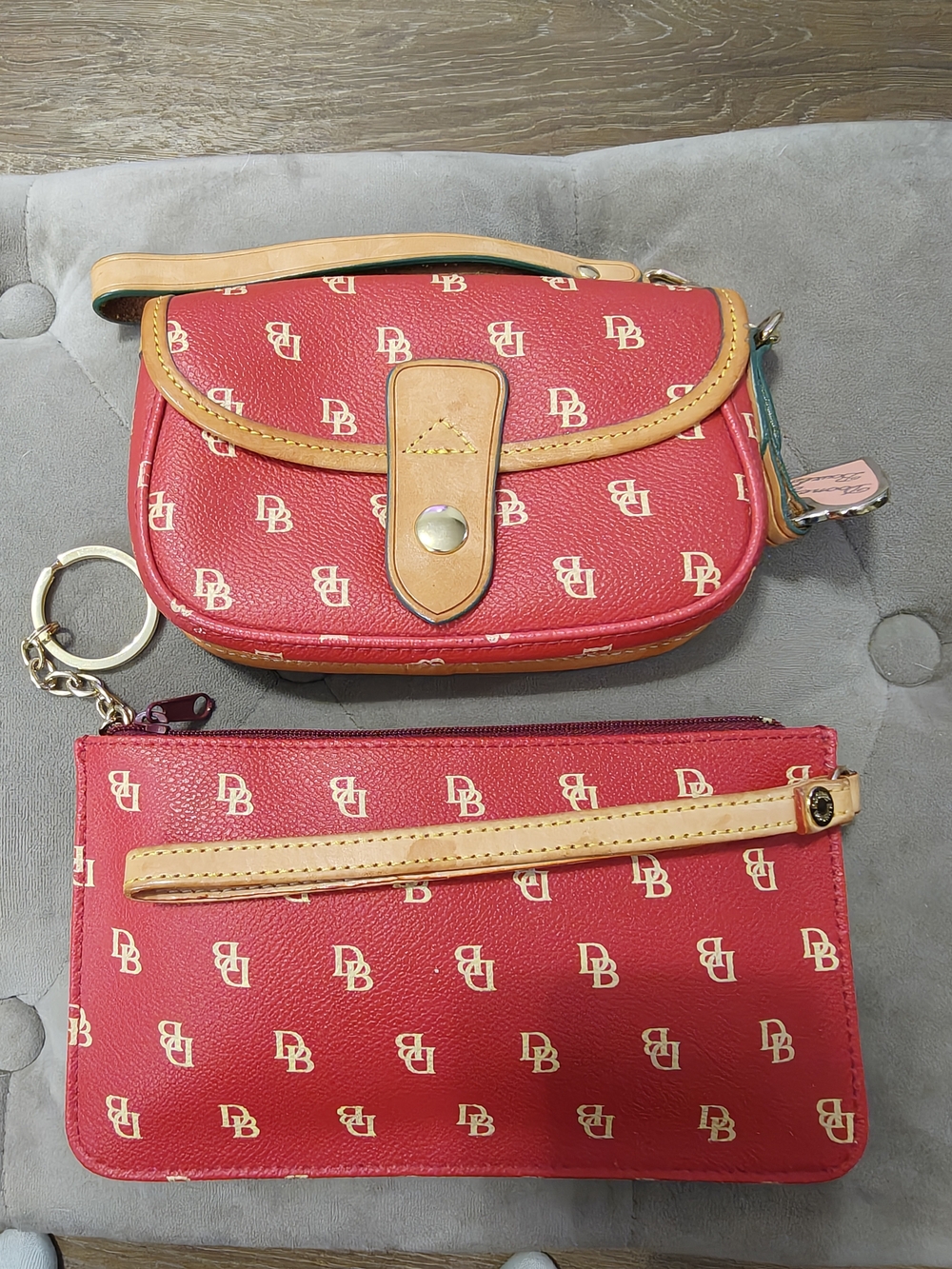 Dooney & Bourke Red Flap Wristlet Combo